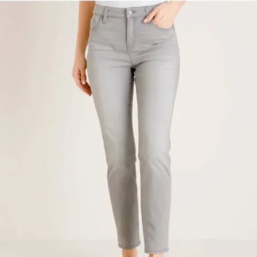 Chico’s Silver Gray Slimming Stretch Straight Jeans Women’s 8